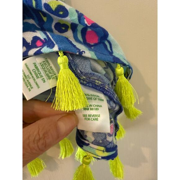 Lilly Pulitzer Tropical Tassel Skort & Cropped Top Set Seaside Print Blue 4 - Picture 6 of 7